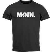 Neverless Print-Shirt Herren T-Shirt Schriftzug Moin Dialekt Norden Hamburg Anker Print mit Print