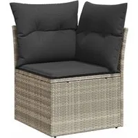 vidaXL Loungesofa Garten-Ecksofa mit Kissen Hellgrau Poly Rattan, 1 Teile