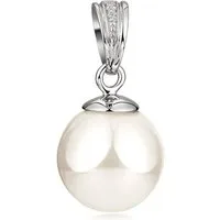 Materia Perlenanhänger Damen Muschelkernperle Weiß Zirkonia Ø12mm KA-235, Fassung aus 925 Sterling Silber, rhodiniert