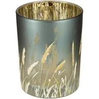 Florists Products Windlicht Stimmungsvolles Glaswindlicht mit filigranem Gräserdesign für, 2 Stück