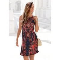 LASCANA Jerseykleid mit Alloverprint im Paisleymuster, lockeres Minikleid Sommerkleid, leichtes Strandkleid, Viskosekleid, Hängerchenkleid