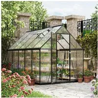 GOTLAND Gewächshaus Polycarbonat Gewächshaus mit abschließbarer Tür, Satteldach, mit Lüftungsfenster & Regenrinnen, Wetterfest für Terrasse & Garten