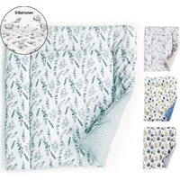 BABEES Wickelauflage Wickelunterlage 75x75 75x70 70x50cm 100% Baumwolle Baby zweiseitig, weiche Unterlage zum Windeln Wechseln Wickelaufsatz Wickelmatte Blumen