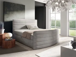 Boxspringbett Schlafzimmerbett AMBRA 160x200cm Stoff Elisa Velvet Hellgrau