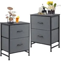 Refined Living Kommode Schubkastenkommode mit 2/4/5 /7/8/9 Schubladen stabilem Stahlrahmen (Nachttisch 2st - Schrank 2 Stoffschubladen mit Griffen Metallgestell, Vertikaler Stauraum Organizer Einheit 50cm Hoch Max Belastbarkeit 20kg), Kleine Schlafsä