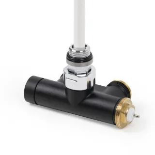 Terma Lanzen-Thermostat-Verbundeckventil 50mm CYLINDER GZ 1/2"-GZ 3/4" links; Schwarz Matt, TGZTCM TGZTCM006