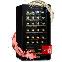 Klarstein Weinkühlschrank Shiraz 28 Uno Weinkühlschrank 74 L 28 Flaschen 5-18 °C Touch, für 28 Standardflaschen á 0,75l,Wein Flaschenkühlschrank Weintemperierschrank Weinschrank Kühlschrank