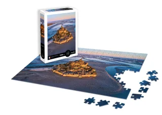 Calypto 3907101 Mont Saint-Michel 1000 Teile Puzzle mit Soft-Touch Städtepuzzle mit samtiger Oberfläche für Erwachsene und Kinder ab 9 Jahren Frankreich Normandie Sandburg