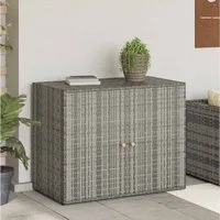 furnicato Garten-Geräteschrank Gartenschrank aus PE-Rattan mit Echtholzgriffen, 100 x 55,5 x 80 cm, (1 St), Wetterfeste Aufbewahrungsbox mit Stahlrahmen und viel Stauraum