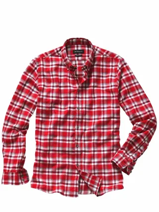 Mey & Edlich Herren Signalkaro-Flanellhemd Rot 100 % Baumwolle