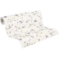 A.S. Création Vliestapete Landhaustapete mit Blümchen, leicht strukturiert, matt, gemustert, neutral, (1 St), Tapete Floral Blumenranke Tapeten Wohnzimmer Schlafzimmer Küche Design
