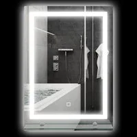 BAYMATE Badspiegel LED-Wand-Badezimmerspiegel mit integrierter Ablage (3 Farben, einstellbarer Helligkeit und Berührungsschalter)