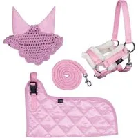 HKM Steckenpferd Hobby Horse Set - Halfter, Strick, Decke, Fliegenhaube, GRATIS Stirnriemen mit Strasssteinen