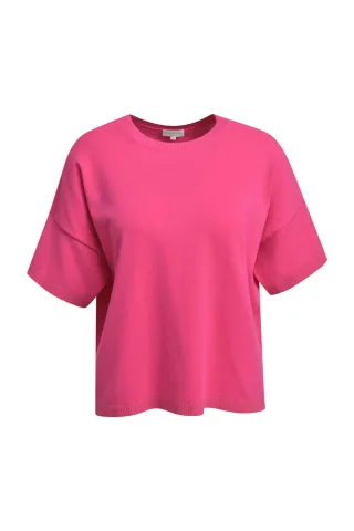 Milano Italy - 1/2 sleeve boxy pullover w roundneck pink - Gr. - L