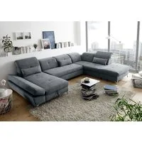 ED EXCITING DESIGN Wohnlandschaft Melfi U-Form mit Bettfunktion, Bettkasten, Arm- & Kopfteilverstellung & 3 Nierenkissen