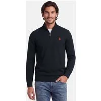 U.S. Polo Assn. Stehkragenpullover USKnooxx – Herren Half-Zip Strickpullover Baumwoll-Viskose-Mix, weiche Qualität und sportiver Look