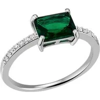 Firetti Fingerring Schmuck Geschenk Silber 925 Silberring Cocktailring grün, mit Glasstein, Zirkonia (synth)