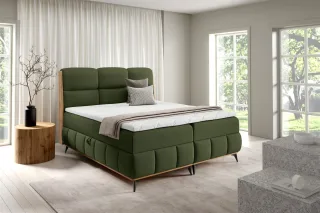 Boxspringbett Schlafzimmerbett CHARLIE 180x200cm Stoff Fibi Flaschengrün