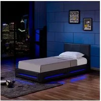 HOME DELUXE Bett LED Bett ASTEROID - Größenauswahl, gepolstertes Kopfteil, Polsterbett, Kunstlederbett