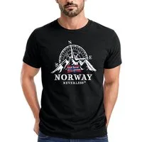 Neverless Print-Shirt Herren T-Shirt Norwegen Flagge Skandinavien Nordisch Kompass Outdoor mit Print