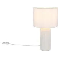 Reality Leuchten LED Nachttischlampe mit Keramikfuß & Stoffschirm, Höhe 36cm, Dimmfunktion, LED wechselbar, Warmweiß, Designklassiker Tischlampe inkl. stufenweise dimmbarem Leuchtmittel