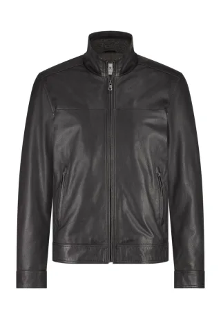 State of Art - Lammlederjacke mit Reißverschluss schwarz - Gr. - L