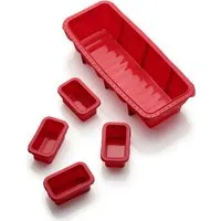 Coolinato Backform Coolinato Silikon Kastenform Set 5tlg, ROT, inkl. Rezepte