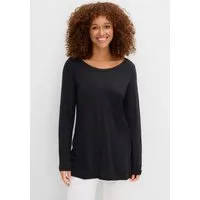 bonprix Langarmshirt lockere Passform, Langarm-Design, abgerundeter Saum, aus Baumwolle