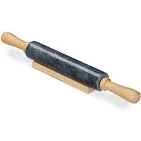 relaxdays Nudelholz Marmor Marmor, schwarz