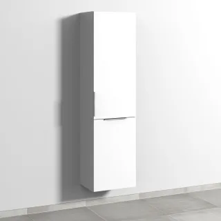 Sanipa 3way Stauraumschrank mit 1 Tür und 1 Wäschekorbklappe, Weiß-Soft UM18543
