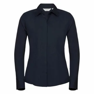 Russell Collection - Popeline-Bluse mit langen Ärmeln - Damen (Marineblau)