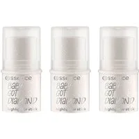Essence Highlighter BABY GOT DIAMOND highlighter stick, 3-tlg., Geschmeidige Formel, mit Silberglitter, praktisch und vegan.