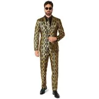 Opposuits Partyanzug Shiny Snake Kostüm Anzug - für Karneval Halloween, Cobrastyle: ein Anzug aus glänzend goldener Schlangenhaut