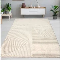 Carpetia Designteppich Kurzflor Teppich mit 3D-Effekt, rechteckig, Höhe: 14 mm, weich, pflegeleicht und für Fußbodenheizung geeignet