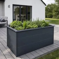 Plats Outdoor solution Hochbeet Hochbeet Metall anthrazit mit Schneckenkante 150x75x77 cm (Set), mit integrierter Schneckenkante, pulverbeschichtetem Stahl