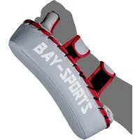 BAY-Sports Schlagpolster Leder Smart Thai Pad Schlagkissen Arm Mitt Pratzen Thaiboxen Kickboxen, Rinderleder, 35 cm, grau/weinrot
