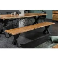 riess-ambiente Sitzbank MAMMUT 160cm honigfarben/anthrazit - Akazie-Massivholz, X-Gestell (Einzelartikel, 1-St), Handgefertigt und mit Baumkante - ideal für Wohn- und Esszimmer