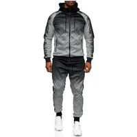iKENNAS Sportanzug Herren Jogginganzug Trainingsanzug Sportanzug(287 Schwarz/grau) M