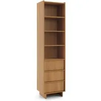 MOEBLO Regal LILIE R50, Regal R50 LILIE in Eiche Caramel – modernes, hohes Standregal & Bücherregal mit offenen Fächern und 3 Schubladen im platzsparenden Design, Bücherregal für das Büro Bücherregal für Dokumente Wohnbereich Wohnzimmer, (BxHxT): 50 