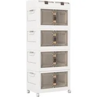 COSTWAY Aufbewahrungsbox, 4er Set, faltbar, stapelbar, mit Deckel, Rädern & Türen