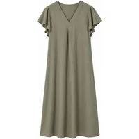 ITALY VIBES Sommerkleid - luftiges Blusenkleid - Leinenkleid mit V-Ausschnitt - Damen Kleid