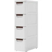 KOMFOTTEU Sideboard Nischenschrank Badschrank, mit 4 Schubladen & Rollen