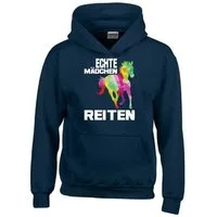 coole-fun-t-shirts Hoodie Echte Mädchen Reiten - Sweatshirt mit Kapuze Pulli 6-14 Jahre Mädchen Sweatshirt mit Kapuze für Pferdemädchen