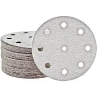 MioTools Schleifscheibe Ø 125 mm 9-Loch Klett-Schleifscheiben für Exzenterschleifer, Normalkorund, 50 Stk., K150