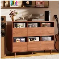 BROTTAR Sideboard Plattenspielerschrank mit Schallplattenregal (1 St), Vinyl Aufbewahrung für 7/10/12 Zoll LPs mit Schubladen