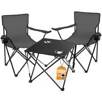 BigDean Campingstuhl mit Stühlen dunkelgrau - Camping Tisch Stuhl Set Camping Stühle (Set, 1 St), Outdoor, Festival, Angeln, Pflegeleicht