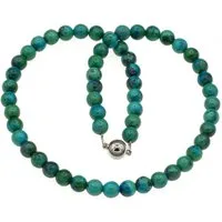 Bella Carina Perlenkette Kette mit Chrysokoll Perlen türkis 8 mm, Magnetverschluss