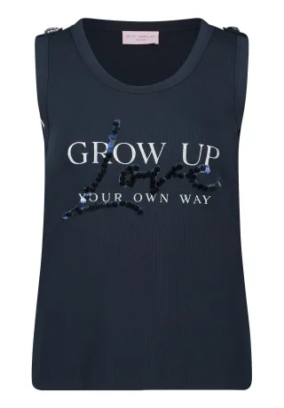 so cosy - Top mit Statement-Print blau - Gr. - 38