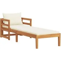 vidaXL Sofaelement Sonnenliege mit Cremeweißen Kissen Massivholz (1 St)