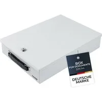 HMF Geldkassette Abschließbare Dokumentenkassette DIN A4, Dokumentenbox, 37,5 x 26,5 x 8 cm, Lichtgrau